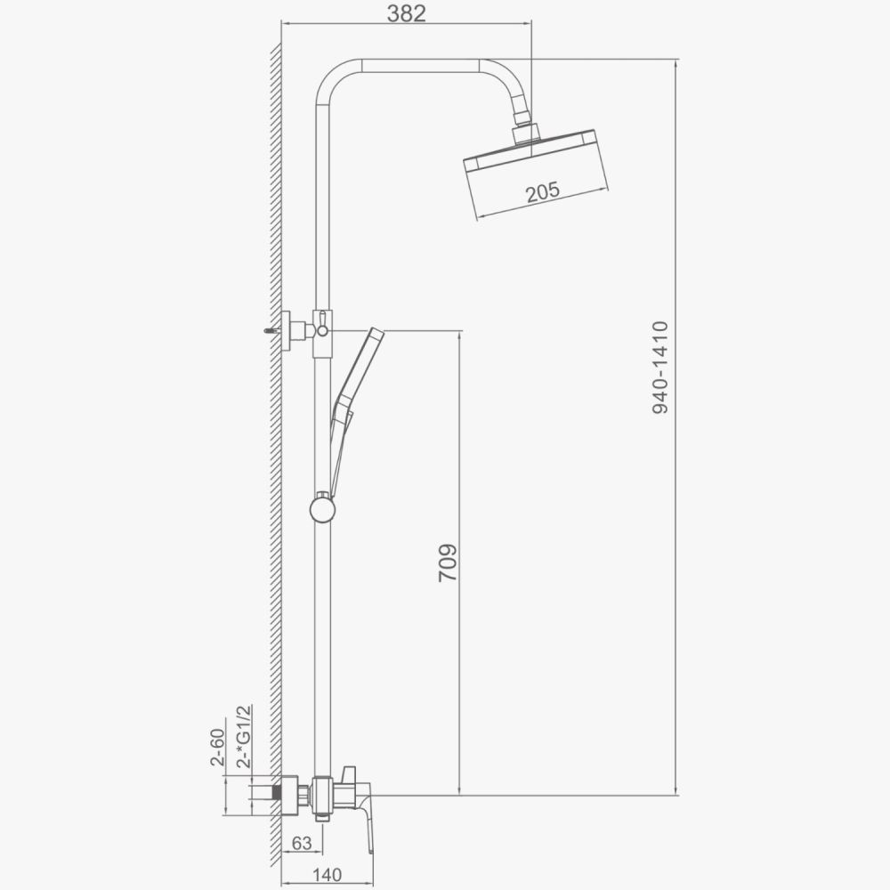 Душевая система HAIBA хром (HB24537), артикул HB24537