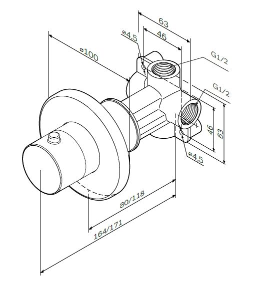 F0800100 Переключатель на три положения, монтируемый в стену, хром, шт. F0800100 Переключатель на три положения, монтируемый в стену, хром, шт.