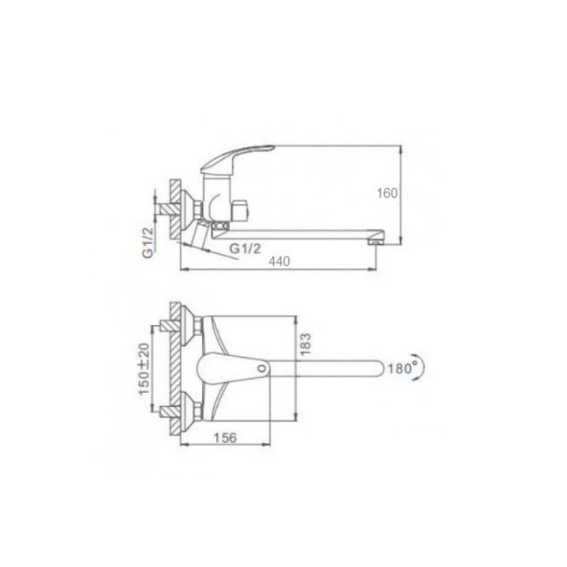 Смеситель для ванны D-Lin D146401, хром