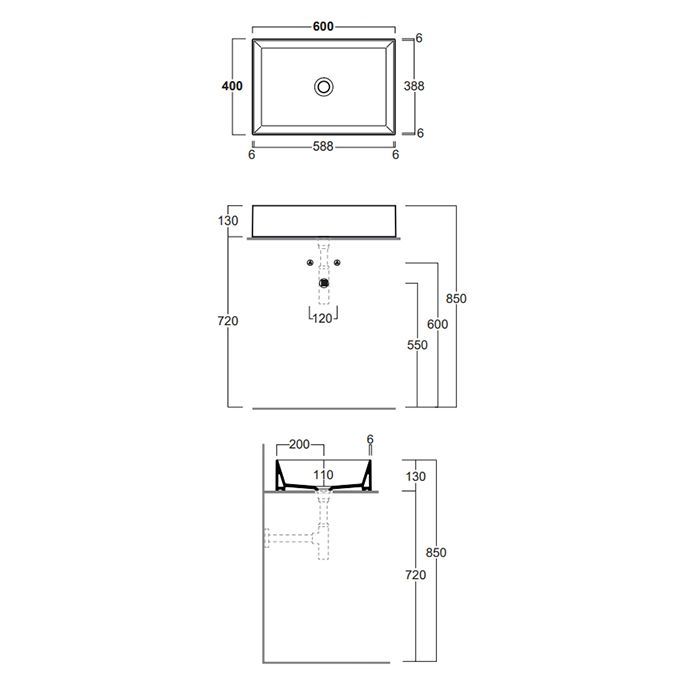 SIMAS AGILE Раковина на столешницу 60х40 см,без перелива, без отв  под смеситель,цвет PRUGNA MATT