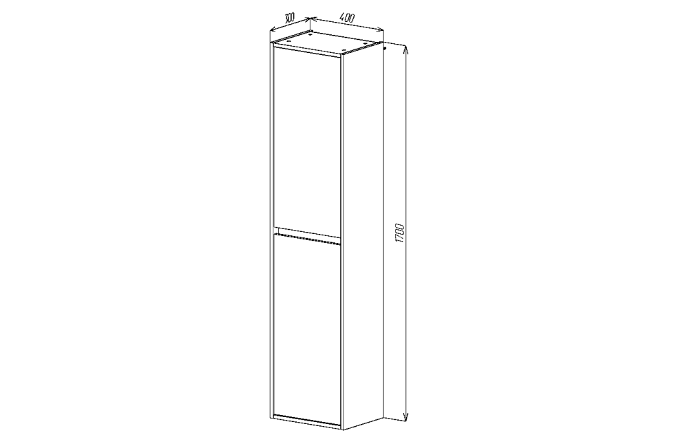 Пенал VIANT "Люксембург" 2 ств подвесной черный 300х400х1700 (VLUX400CH-PENP), артикул VLUX400CH-PENP
