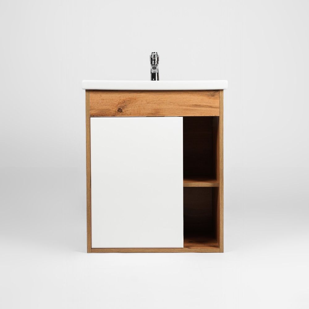 Тумба VIANT "Бостон" 1 ств подвесная 380х460х620 под раковину .S-UM-COM50/1-w (COMO 50) (VBOS50CO-T1STP), артикул VBOS50CO-T1STP