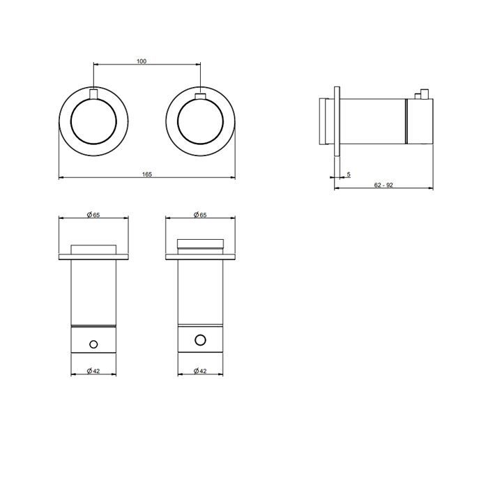 Gessi Ingranaggio Встраиваемый термостат для душа, с 2мя независимыми выходами, (внешние части), цвет Black XL