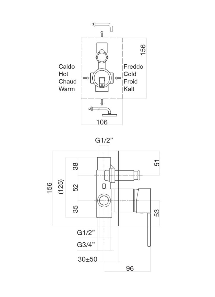 Смеситель для душа Fiore KATANA 77CR7517, хром, артикул 77CR7517
