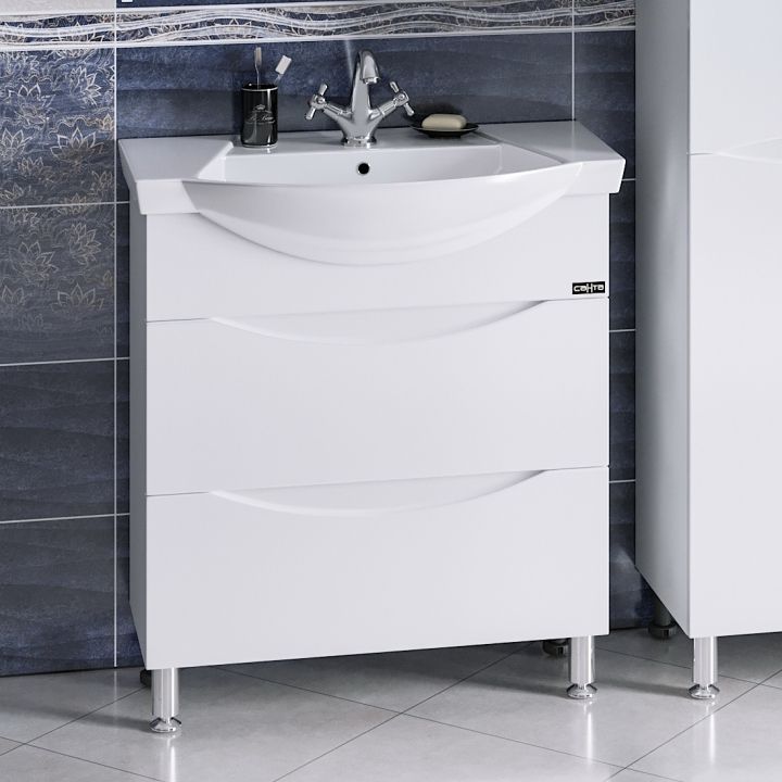 Тумба с раковиной СанТа Сатурн 75 700222 Белая Тумба с раковиной СанТа Сатурн 75 700222 Белая