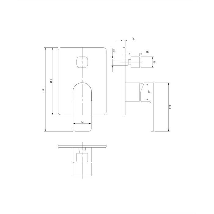 Смеситель для душа скрытого монтажа OMNIRES BARETTI BA7835BL (черный BLM)