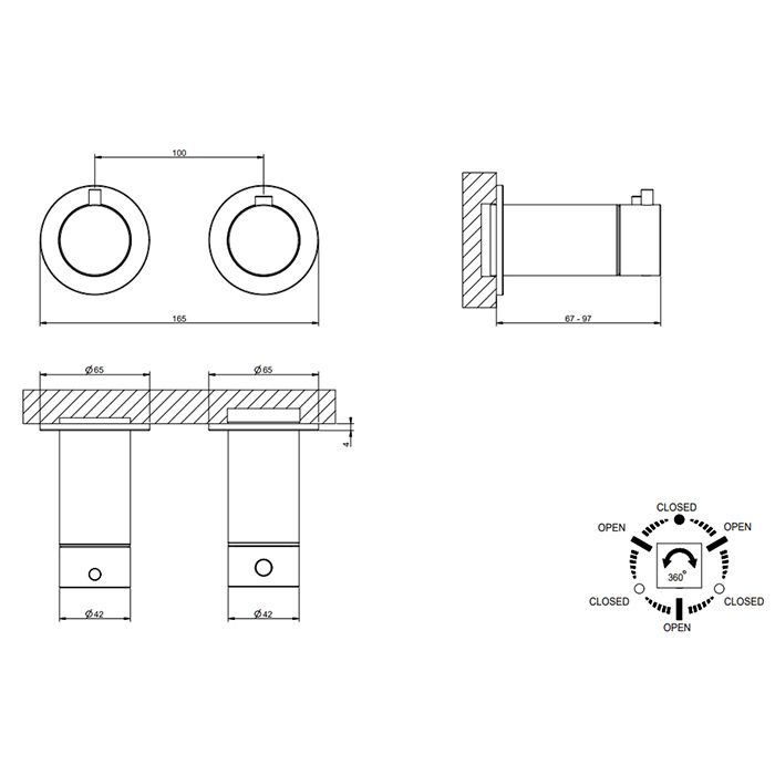 GESSI 316 Внешняя часть термост. смесителя на 3 потребителя, Steel Brushed
