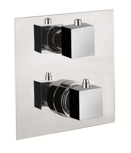 Fiore X-Termo, встраиваемый в стену смеситель для душа на 3 выхода, с термостатом (квадратная панель и ручки), цвет хром