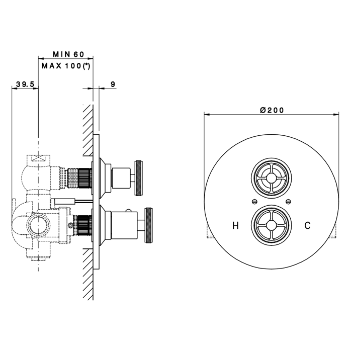 Nicolazzi Termostatico Внешняя часть встраиваемого смесителя, 3/4” с запорным вентилем, цвет: хром, артикул 4909CR44