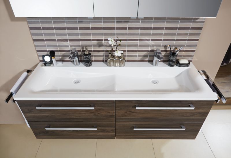 Puris Star Line, тумба (4 ящика) под раковину на 2 смесителя 1600 мм, цвет белый высокоглянцевый, артикул WUA33167(722/161)