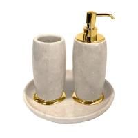 3SC Elegance MARMO КоплектЖ стакан, дозатор, лоток,  мрамор botticino/,цвет: золото 24к. Lucido 3SC Elegance MARMO КоплектЖ стакан, дозатор, лоток,  мрамор botticino/,цвет: золото 24к. Lucido