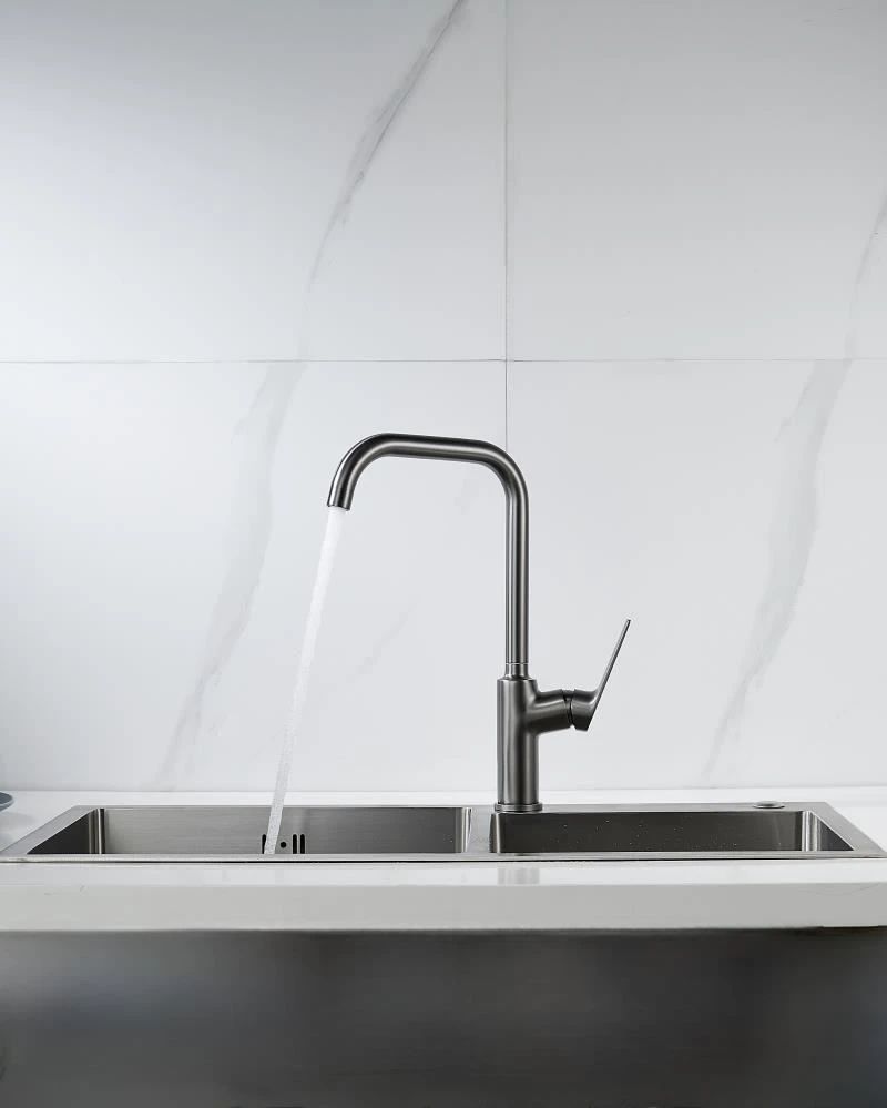 Смеситель для кухни Knotlor KN-61/GM, вороненая сталь, артикул KN-61/GM