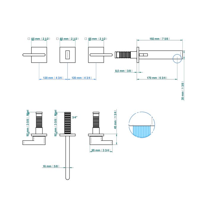 THG ICON-X METAL À MANETTES Смеситель для раковины настенный, на 3 отверстия, внешняя часть, цвет полированное золото