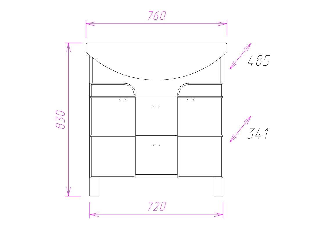 Тумба Onika Стиль 75 напольная, белая/ясень шимо (ум. Стиль 75)