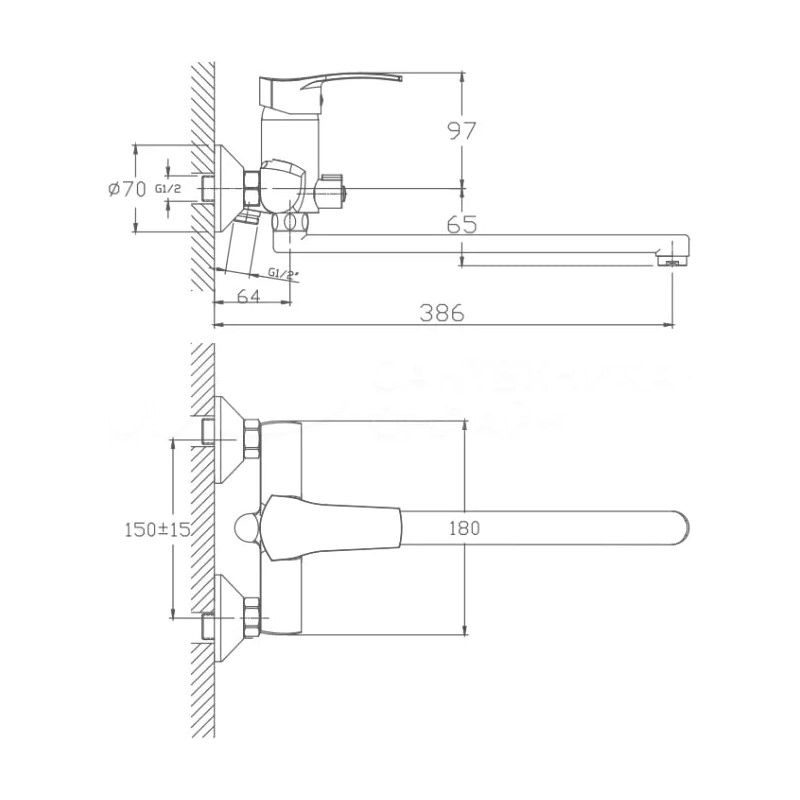 Смеситель для ванны Maretti Project PR22RP270-D, хром, артикул PR22RP270-D