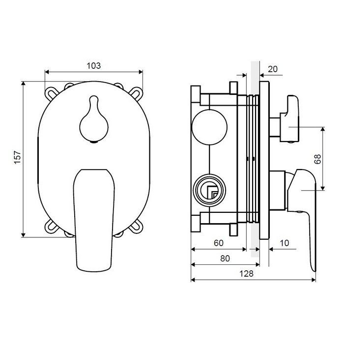 Смеситель для душа скрытого монтажа EXCELLENT Clever ARAC.4145CR (хром)