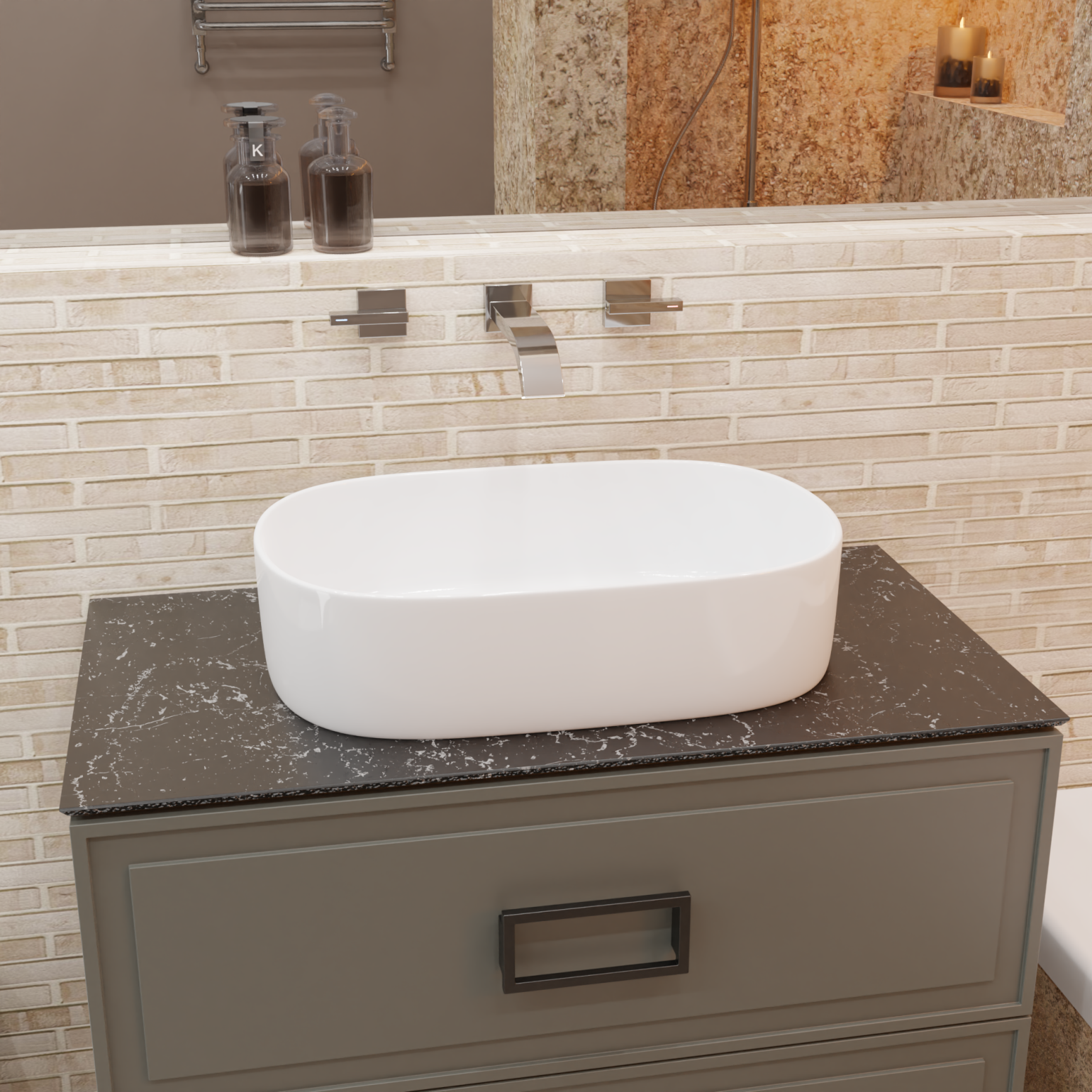 Раковина TENARO с установкой на столешницу овальной формы 700-024W, артикул 700-024W