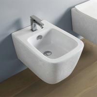 ARTCERAM A16 Биде подвесное 360х520 мм., с 1 отверстием для смесителя, с переливом, в комплекте с крепежом, цвет белый глянцевый, декор Cementina