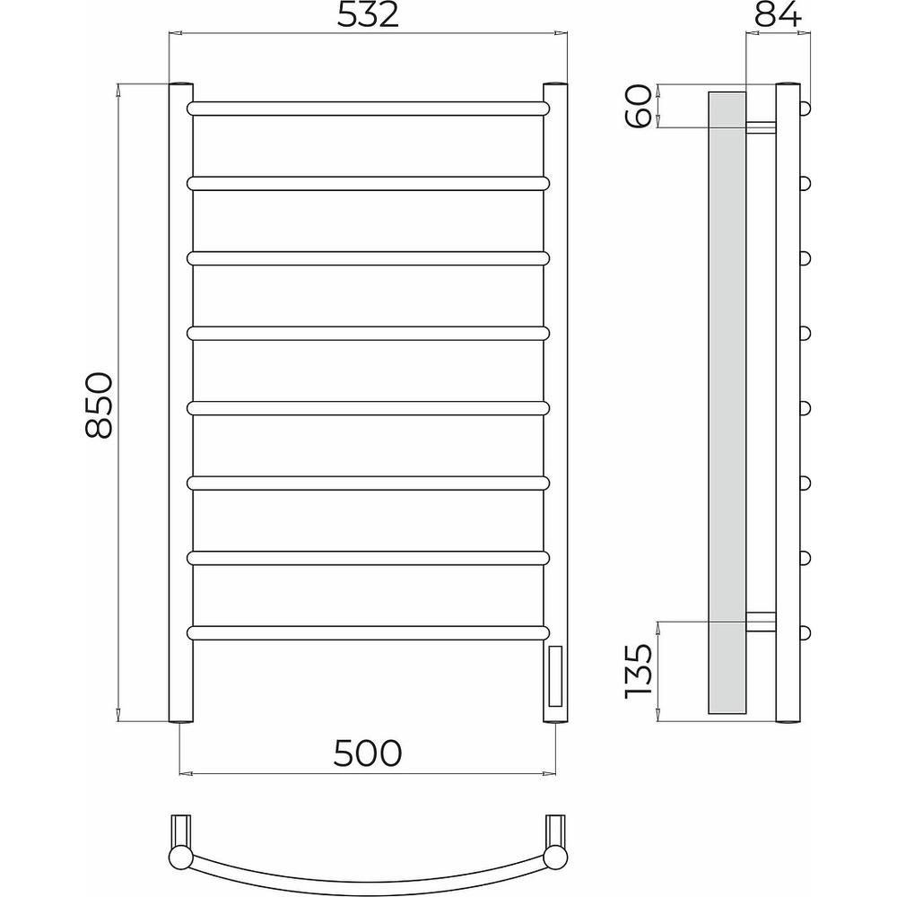 Полотенцесушитель электрический Terminus Классик П8 50х85, артикул 4670078531360