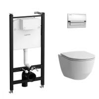 LAUFEN Pro Унитаз подвесной, безободк смыв Rimless, с инсталляционной системой, сиденье с микрол тонкое, панель смыва хром глянец