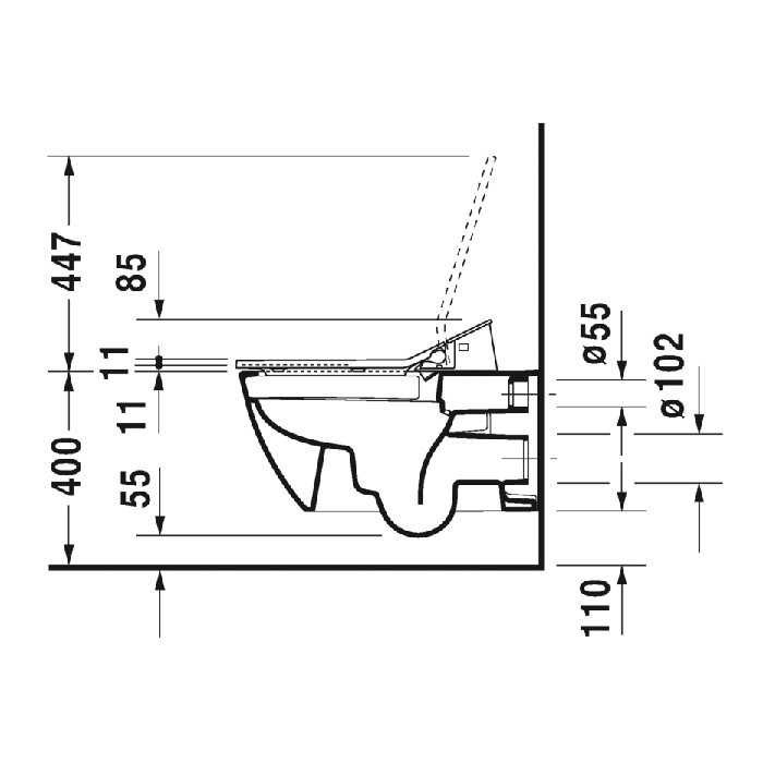 Duravit Happy D.2  SensoWash Унитаз подвесной безободковый ,620*365 мм., с креплениями , белый с HygieneGlaze