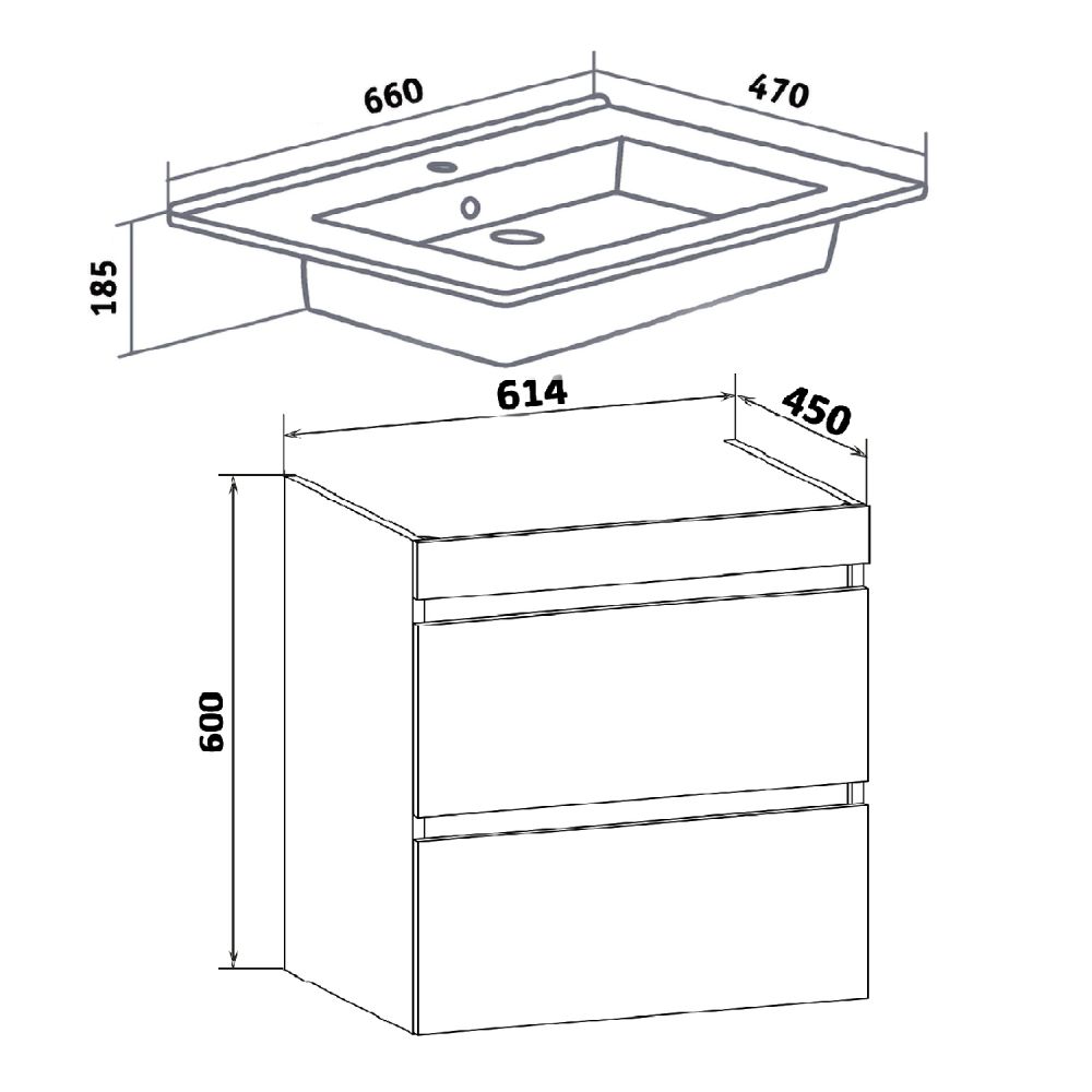 Тумба Runo Манхэттен 65 подвесная белая под умывальник 00-00001021 (Оскар 65) (00-00001046), артикул 00-00001046