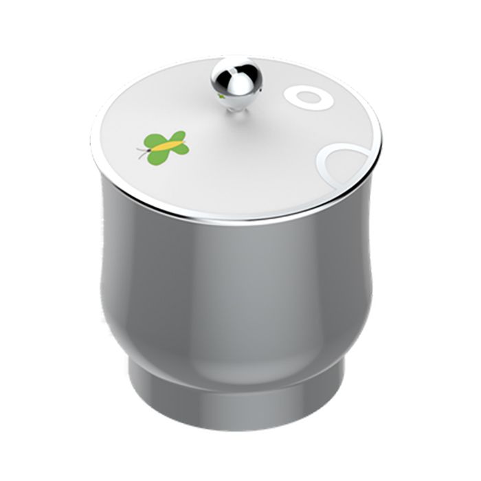 THG CAPUCINE VERT DECOR PLATINE Китайская лакированная коробка с белой керамической крышкой Ø94 мм., small size, декор платина/зеленый, цвет платина