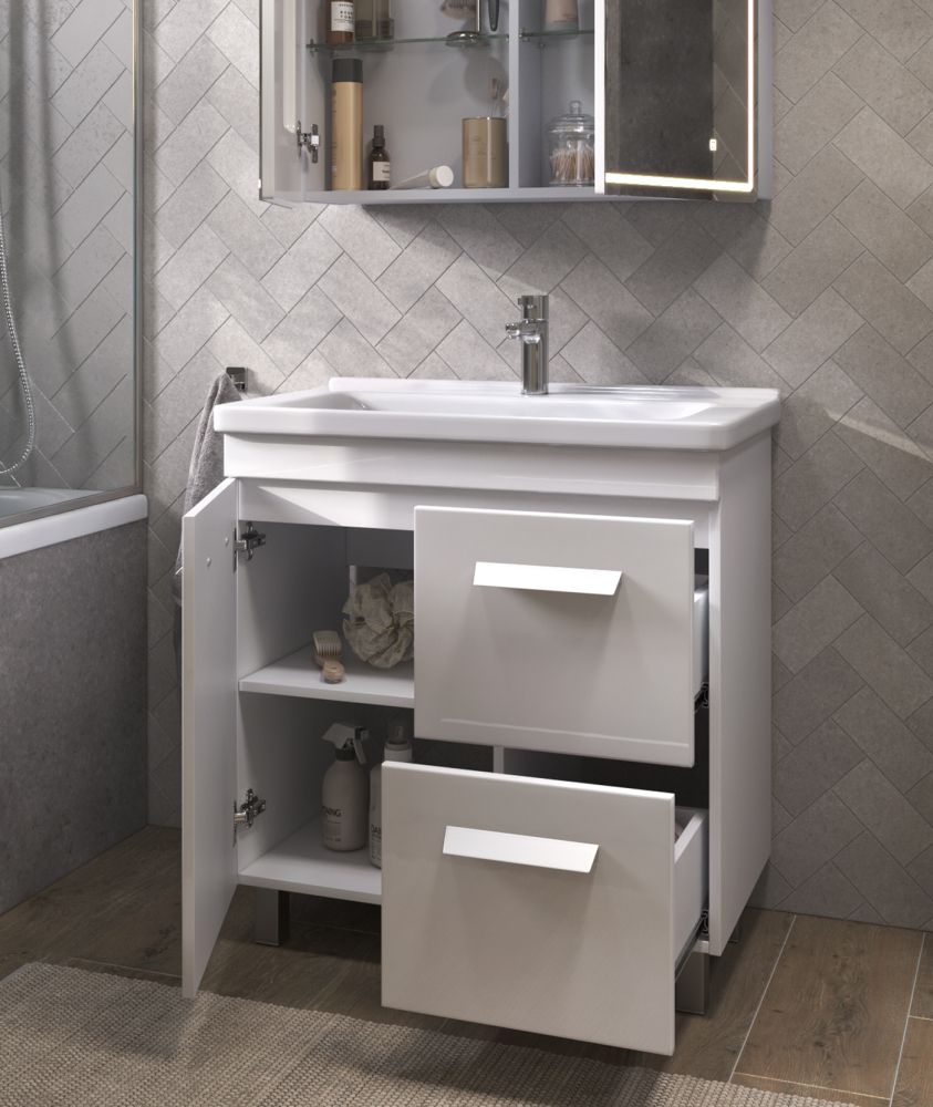 Тумба под раковину напольная VIGO Nova tn.NOV.MIR.80.1D.2Y, 80 см, артикул tn.NOV.MIR.80.1D.2Y