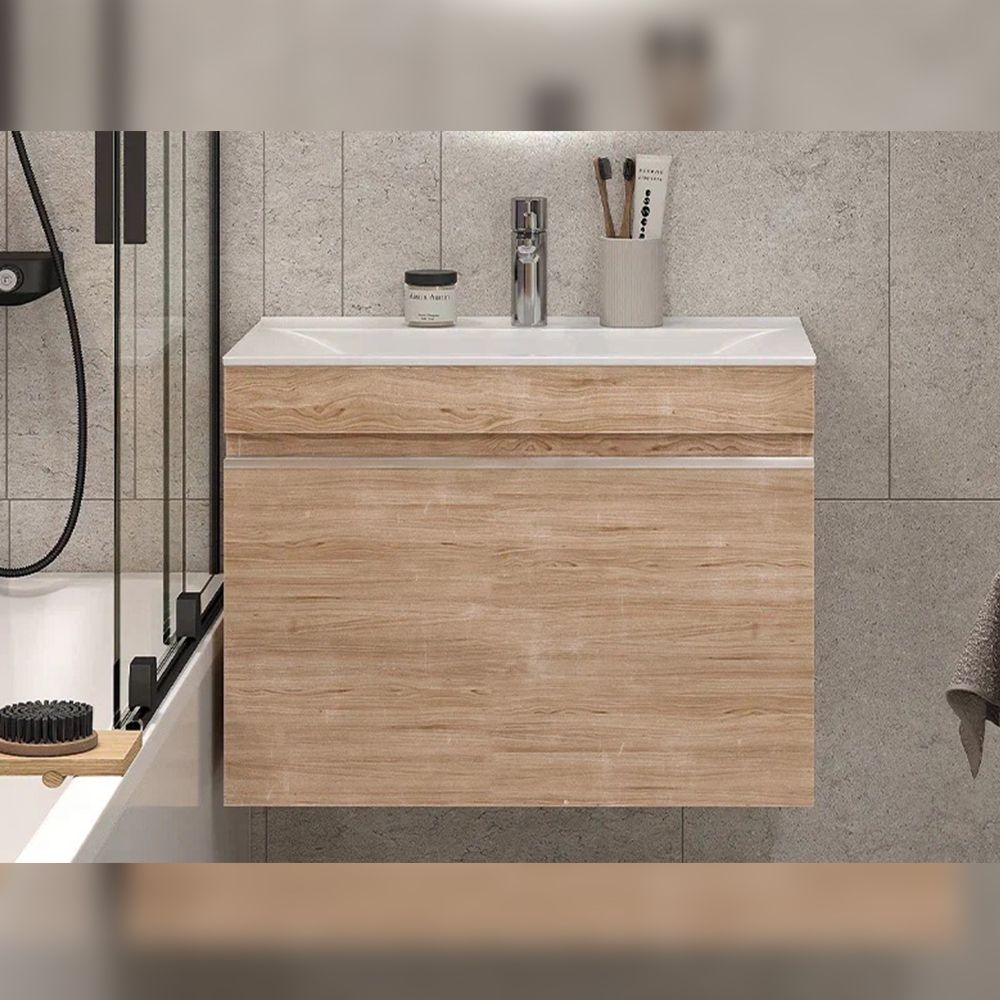 Тумба под раковину подвесная Velvex Pulsus tp.PUL.PUL.70.1Y дуб сонома, 70 см, артикул tp.PUL.PUL.70.1Y дуб сонома