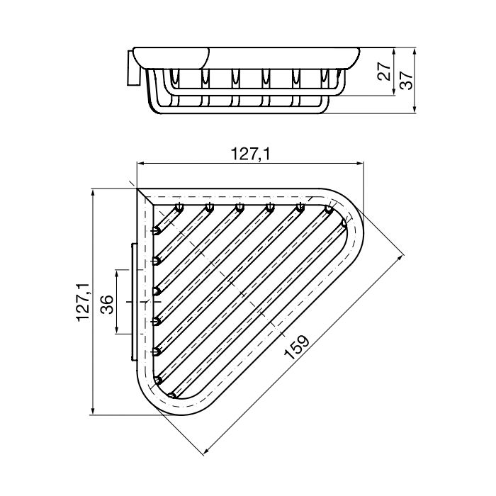 EMCO System2 Полочка-решетка угловая, съемная, 127.1x127.1x37мм, цвет хром EMCO System2 Полочка-решетка угловая, съемная, 127.1x127.1x37мм, цвет хром