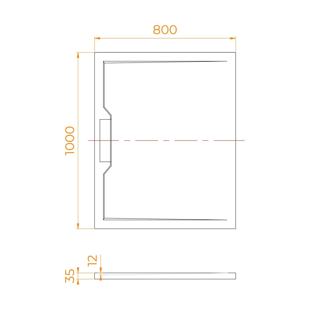 Душевой поддон прямоугольный RGW STE MB Черный мрамор (800x1000)