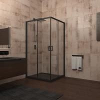 Душевой угол Veconi Rovigo RV-13, 800x800x1950, черный, стекло прозрачное