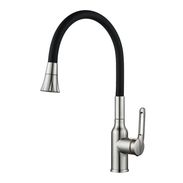 Смеситель для кухни с гибким изливом Raffine F303L-3, сатин