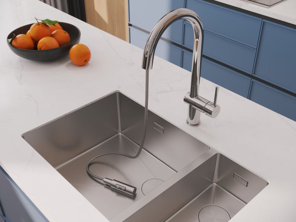 Смеситель для кухни Cersanit BRASKO однорычажный с выдвижным изливом хром (64841), артикул 64841