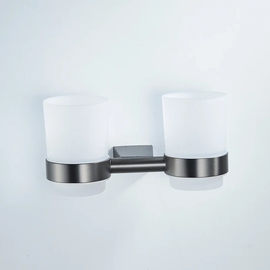 Стакан для ванной комнаты двойной Shevanik SG5722T, оружейная сталь