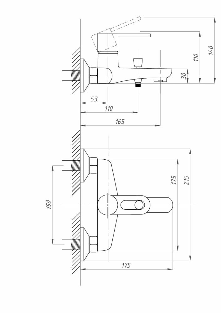 Смеситель для ванны с душем ПСМ-ПРОФСАН PSM-815-017 ПЛЮС тип См-ВОРНШлА, артикул PSM-815-017