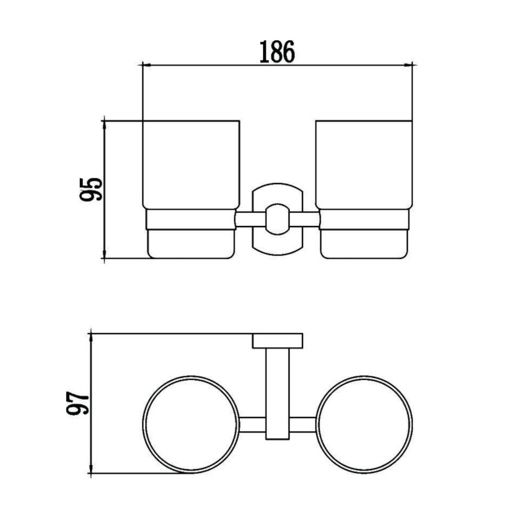 Стакан для ванной комнаты двойной Savol S-009968, хром