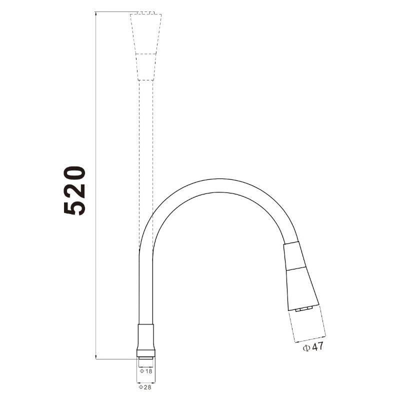 Гибкий излив для кухонного смесителя Savol S-MCG02L, белый