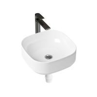 Комплект 3 в 1 Lavinia Boho Bathroom Sink Slim 21510019, накладная фарфоровая раковина 40 см, смеситель, пластиковый сифон