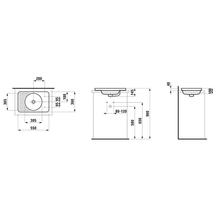 Раковина, Laufen, Val, ширина, мм-550, глубина, мм-360, отверстия для смесителя-отсутствуют, без перелива, цвет-белый Раковина, Laufen, Val, ширина, мм-550, глубина, мм-360, отверстия для смесителя-отсутствуют, без перелива, цвет-белый