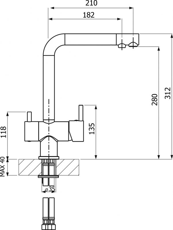 Смеситель для кухни Florentina FL-02 33.52L.2110 Шампань Смеситель для кухни Florentina FL-02 33.52L.2110 Шампань