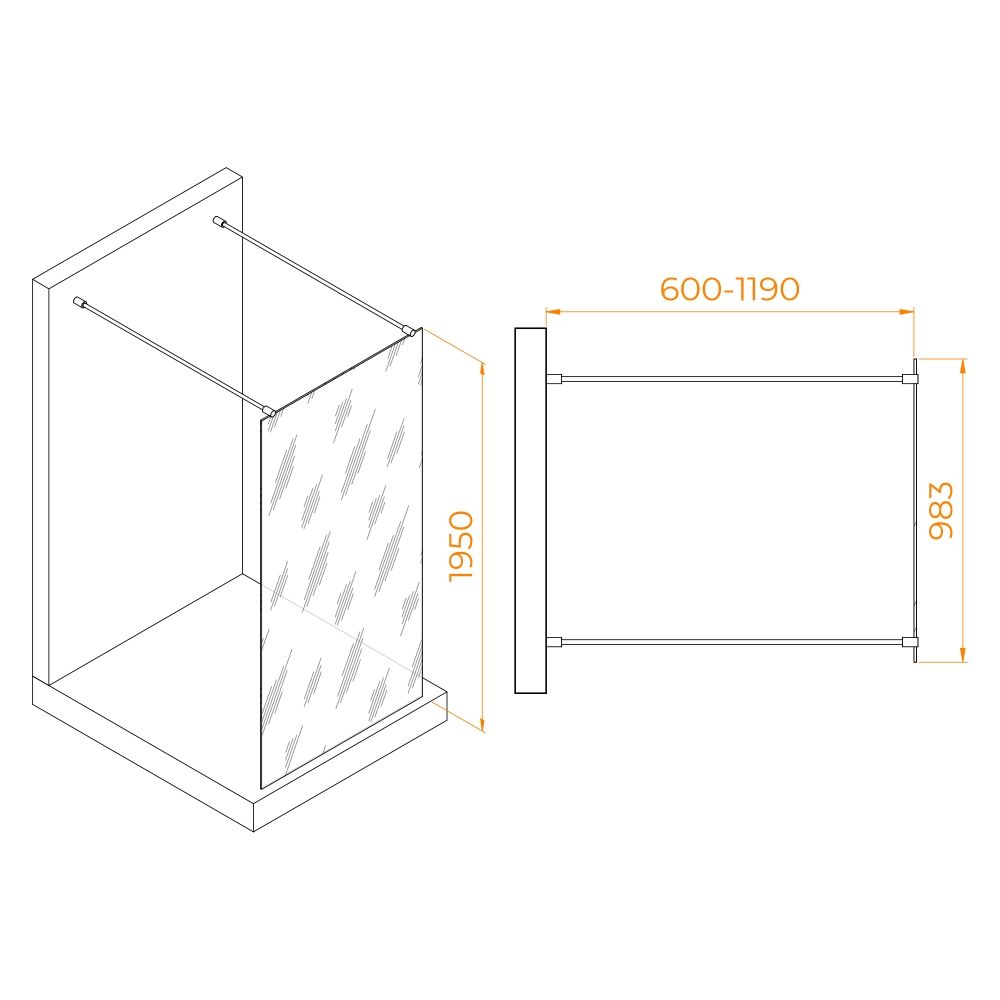 Душевая перегородка RGW WA-016 (Прозрачное, 1000)