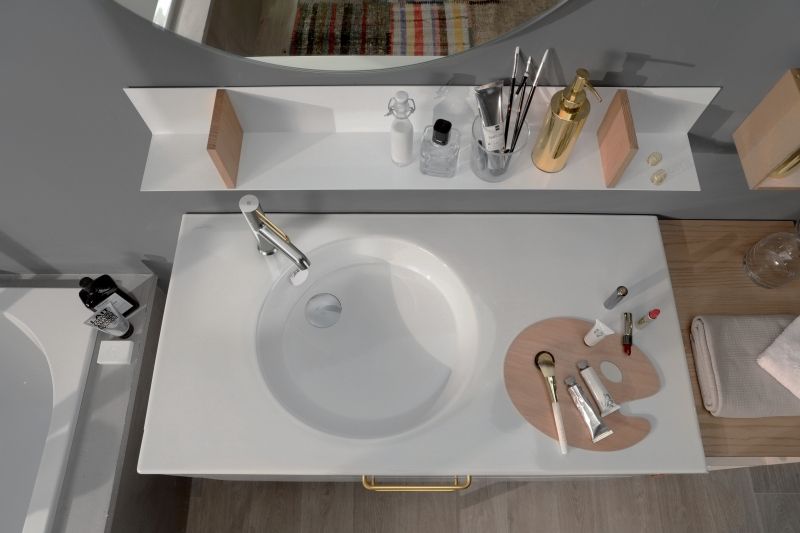 Тумба под раковину Jacob Delafon Odeon Rive Gauche 100 EB2524-R9-N18 подвесная Белая ручки Черные, артикул EB2524-R9-N18