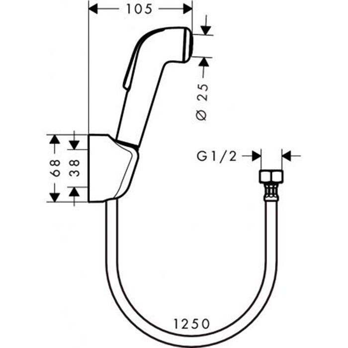 Гигиенический душ, Hansgrohe, шланг-есть, длина шланга, мм-1250, держатель-есть, цвет-белый/хром Гигиенический душ, Hansgrohe, шланг-есть, длина шланга, мм-1250, держатель-есть, цвет-белый/хром