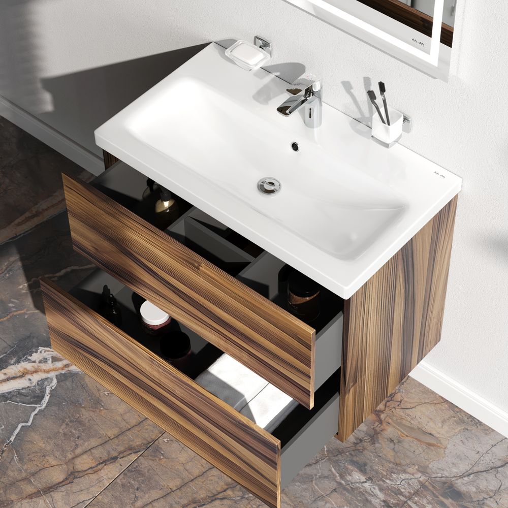 M90FHX0752HF Gem, База под раковину, подвесная, 75 см, 2 ящика, цвет: орех M90FHX0752HF Gem, База под раковину, подвесная, 75 см, 2 ящика, цвет: орех