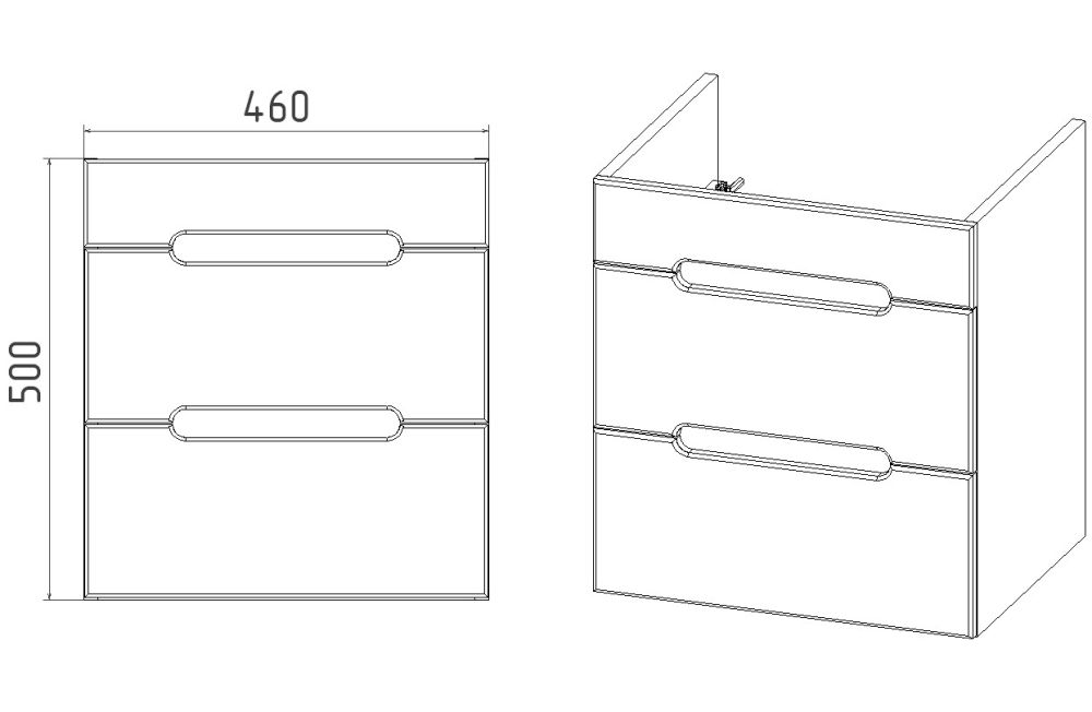 Тумба VIANT "Марсель" 2 ящика подвесная 380х460x500 под раковину .S-UM-COM50/1-w (COMO 50) (VMAR50CO-T2YP), артикул VMAR50CO-T2YP