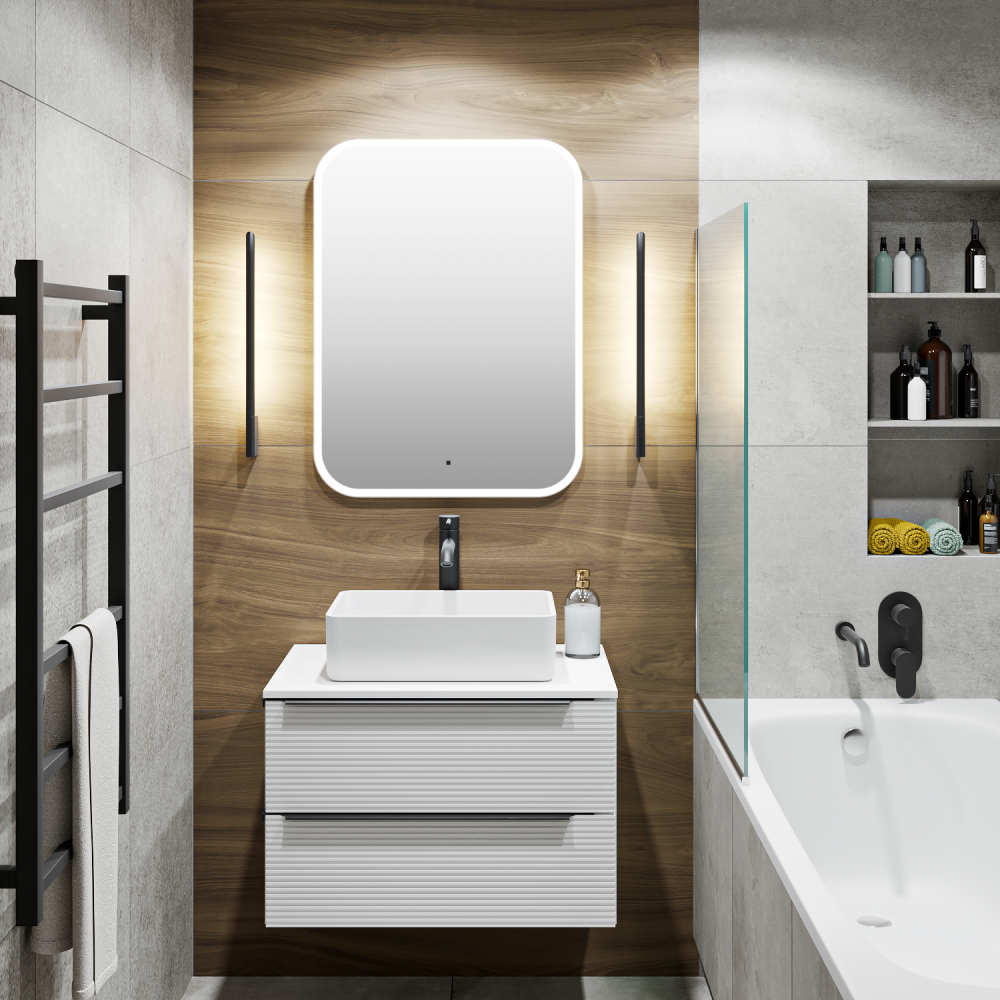 Тумба RUNO Орлеан 70 белый матовый/белый глянец подвесная под накладной умывальник (00-00002023), артикул 00-00002023