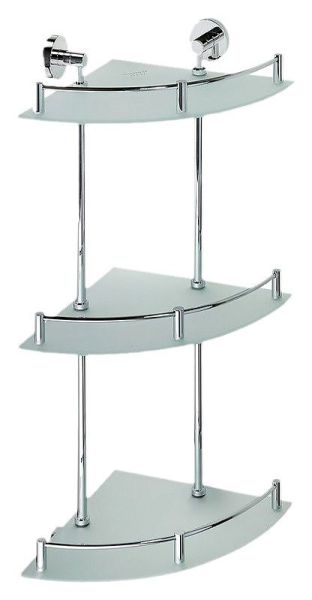 Полочка OMEGA стеклянная угловая тройная 260x260x650 мм