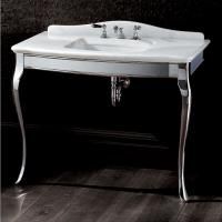 Devon Jacqueline Ceramic Консоль (109х58хh85,5/95,6 см):керамич. раков.с 3отв., цвет:бел.с металл.структ.напольн, цвет:хром (полка дымчатая)