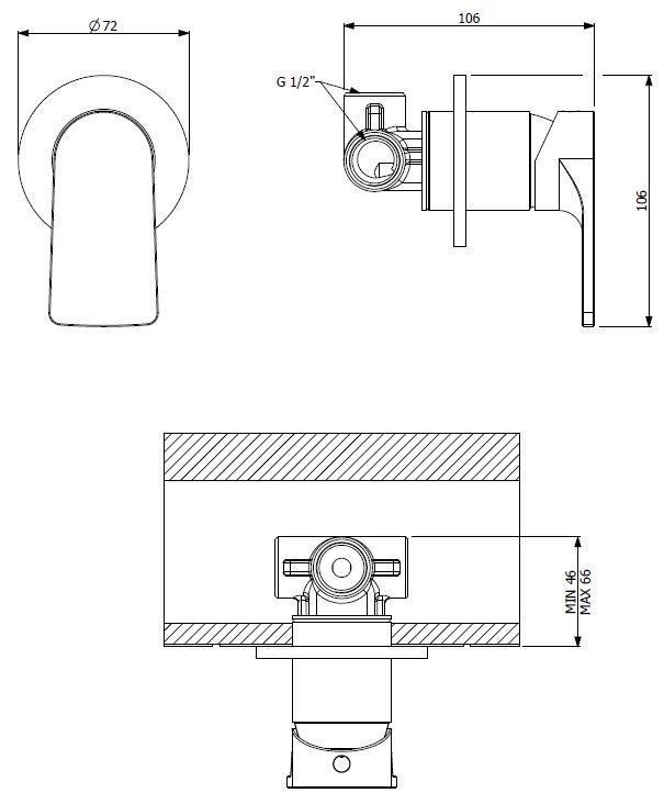 Встраиваемый смеситель для душа CEZARES LAGOS-DIM